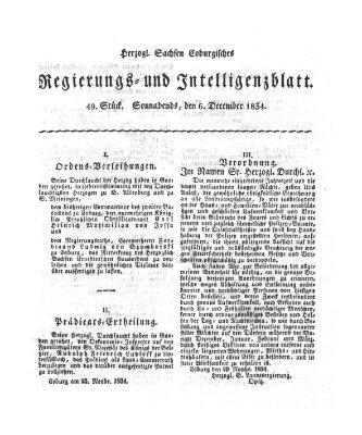 Herzogl.-Sachsen-Coburgisches Regierungs- und Intelligenzblatt (Coburger Regierungs-Blatt) Samstag 6. Dezember 1834