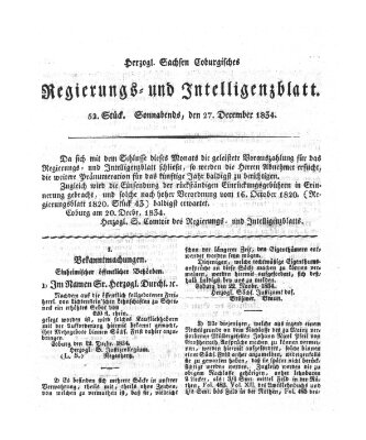 Herzogl.-Sachsen-Coburgisches Regierungs- und Intelligenzblatt (Coburger Regierungs-Blatt) Samstag 27. Dezember 1834