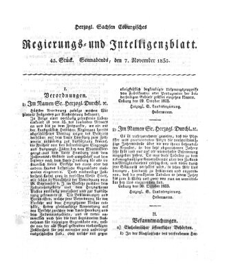 Herzogl.-Sachsen-Coburgisches Regierungs- und Intelligenzblatt (Coburger Regierungs-Blatt) Samstag 7. November 1835