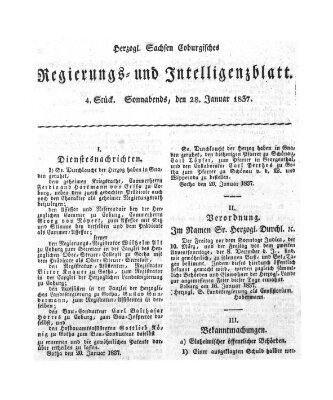 Herzogl.-Sachsen-Coburgisches Regierungs- und Intelligenzblatt (Coburger Regierungs-Blatt) Samstag 28. Januar 1837