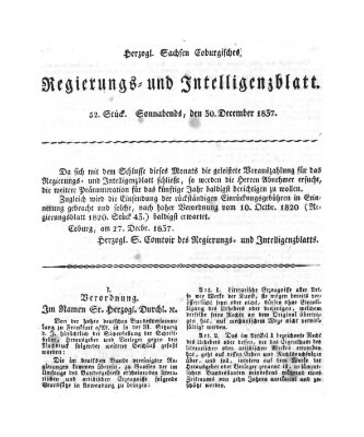 Herzogl.-Sachsen-Coburgisches Regierungs- und Intelligenzblatt (Coburger Regierungs-Blatt) Samstag 30. Dezember 1837