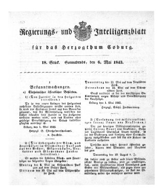 Regierungs- und Intelligenzblatt für das Herzogtum Coburg (Coburger Regierungs-Blatt) Samstag 6. Mai 1843