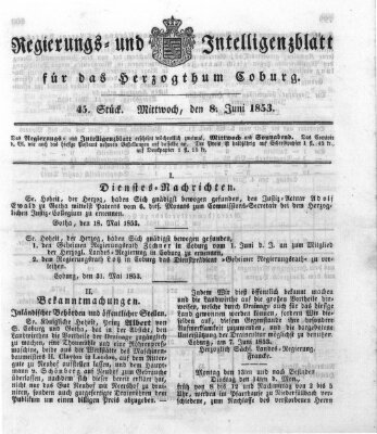 Regierungs- und Intelligenzblatt für das Herzogtum Coburg (Coburger Regierungs-Blatt)