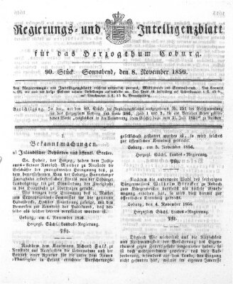 Regierungs- und Intelligenzblatt für das Herzogtum Coburg (Coburger Regierungs-Blatt) Samstag 8. November 1856