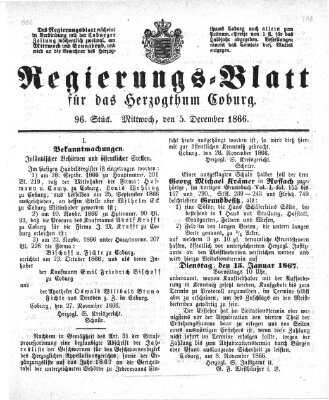 Regierungs-Blatt für das Herzogtum Coburg (Coburger Regierungs-Blatt) Mittwoch 5. Dezember 1866