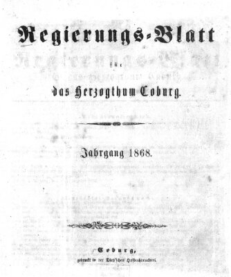 Regierungs-Blatt für das Herzogtum Coburg (Coburger Regierungs-Blatt) Samstag 4. Januar 1868