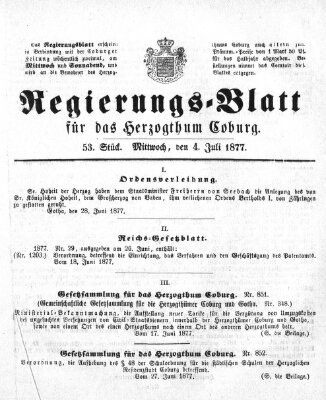 Regierungs-Blatt für das Herzogtum Coburg (Coburger Regierungs-Blatt)
