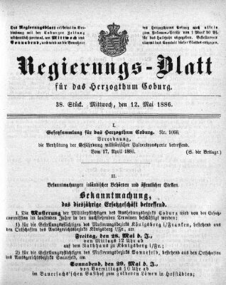 Regierungs-Blatt für das Herzogtum Coburg (Coburger Regierungs-Blatt) Mittwoch 12. Mai 1886