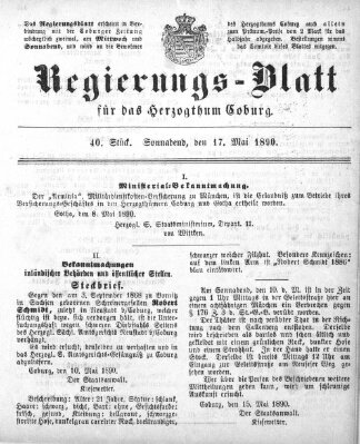 Regierungs-Blatt für das Herzogtum Coburg (Coburger Regierungs-Blatt) Samstag 17. Mai 1890