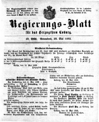 Regierungs-Blatt für das Herzogtum Coburg (Coburger Regierungs-Blatt) Samstag 20. Mai 1893