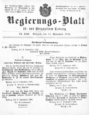 Regierungs-Blatt für das Herzogtum Coburg (Coburger Regierungs-Blatt) Mittwoch 11. September 1895