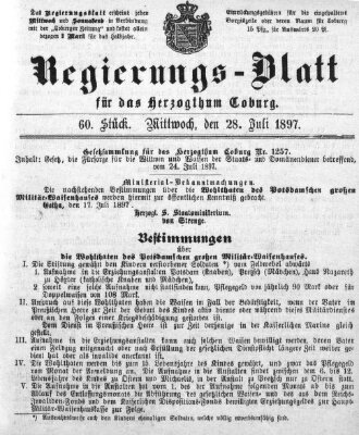 Regierungs-Blatt für das Herzogtum Coburg (Coburger Regierungs-Blatt) Mittwoch 28. Juli 1897