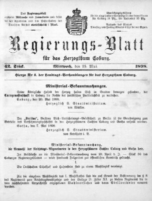 Regierungs-Blatt für das Herzogtum Coburg (Coburger Regierungs-Blatt) Mittwoch 25. Mai 1898