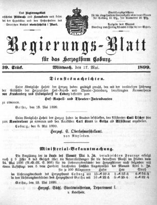 Regierungs-Blatt für das Herzogtum Coburg (Coburger Regierungs-Blatt) Mittwoch 17. Mai 1899