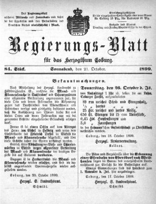 Regierungs-Blatt für das Herzogtum Coburg (Coburger Regierungs-Blatt) Samstag 21. Oktober 1899