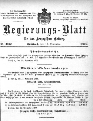 Regierungs-Blatt für das Herzogtum Coburg (Coburger Regierungs-Blatt) Mittwoch 15. November 1899