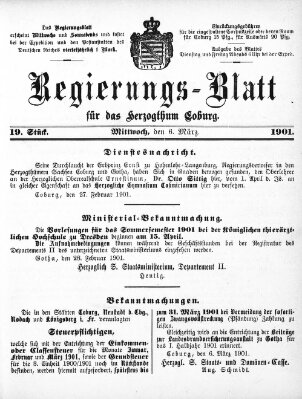 Regierungs-Blatt für das Herzogtum Coburg (Coburger Regierungs-Blatt) Mittwoch 6. März 1901