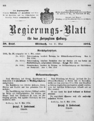 Regierungs-Blatt für das Herzogtum Coburg (Coburger Regierungs-Blatt) Mittwoch 11. Mai 1904