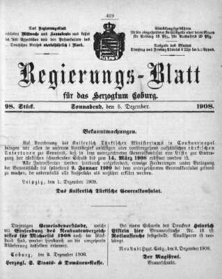 Regierungs-Blatt für das Herzogtum Coburg (Coburger Regierungs-Blatt)