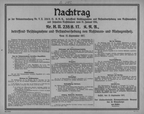 Regierungs-Blatt für das Herzogtum Coburg (Coburger Regierungs-Blatt) Samstag 15. September 1917