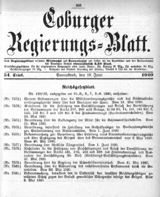 Coburger Regierungs-Blatt Samstag 19. Juni 1920