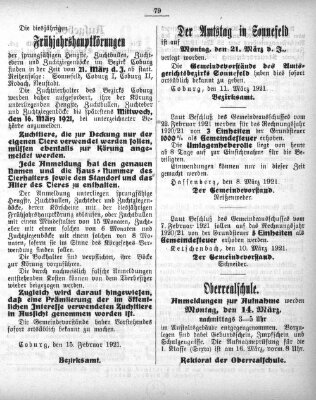 Coburger Regierungsblatt (Coburger Regierungs-Blatt) Mittwoch 16. März 1921