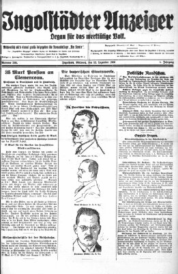 Ingolstädter Anzeiger Mittwoch 22. Dezember 1926