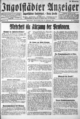 Ingolstädter Anzeiger Donnerstag 21. Februar 1929