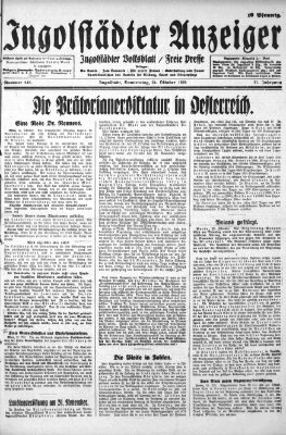 Ingolstädter Anzeiger Donnerstag 24. Oktober 1929