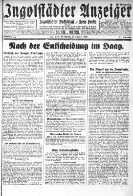 Ingolstädter Anzeiger Mittwoch 22. Januar 1930