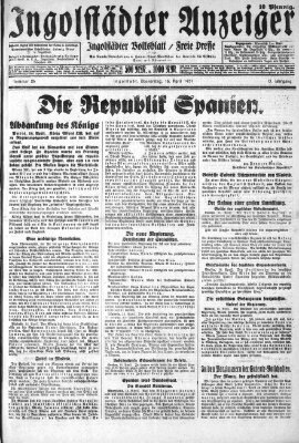 Ingolstädter Anzeiger Donnerstag 16. April 1931