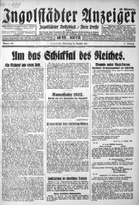 Ingolstädter Anzeiger Donnerstag 31. Dezember 1931