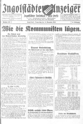 Ingolstädter Anzeiger Donnerstag 10. November 1932