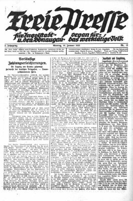 Freie Presse für Ingolstadt u. den Donaugau (Ingolstädter Anzeiger) Montag 16. Januar 1922