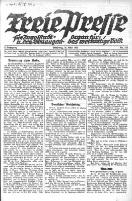 Freie Presse für Ingolstadt u. den Donaugau (Ingolstädter Anzeiger) Mittwoch 31. Mai 1922