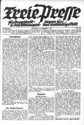Freie Presse für Ingolstadt u. den Donaugau (Ingolstädter Anzeiger) Samstag 16. September 1922