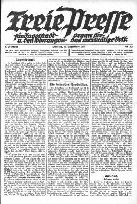 Freie Presse für Ingolstadt u. den Donaugau (Ingolstädter Anzeiger) Dienstag 19. September 1922