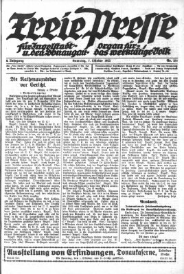 Freie Presse für Ingolstadt u. den Donaugau (Ingolstädter Anzeiger) Samstag 7. Oktober 1922