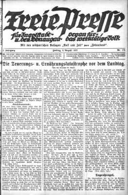 Freie Presse für Ingolstadt u. den Donaugau (Ingolstädter Anzeiger) Freitag 3. August 1923