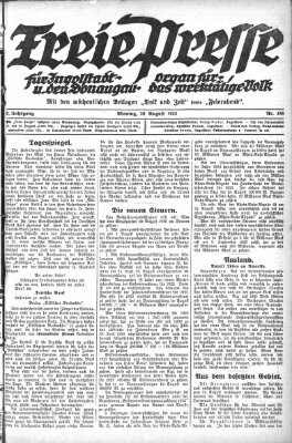 Freie Presse für Ingolstadt u. den Donaugau (Ingolstädter Anzeiger) Montag 20. August 1923