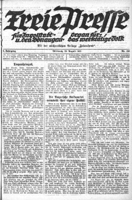 Freie Presse für Ingolstadt u. den Donaugau (Ingolstädter Anzeiger) Mittwoch 29. August 1923