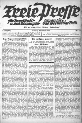 Freie Presse für Ingolstadt u. den Donaugau (Ingolstädter Anzeiger) Dienstag 30. Oktober 1923