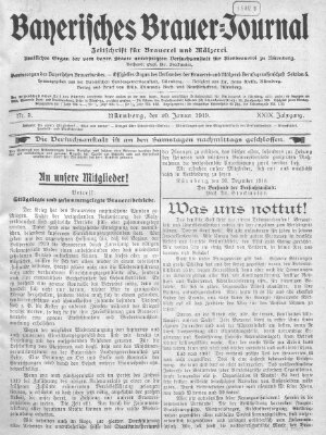 Bayerisches Brauer-Journal Montag 20. Januar 1919
