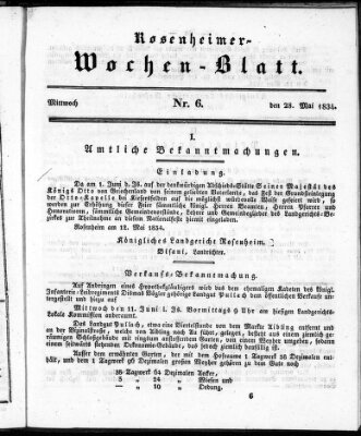 Rosenheimer Wochenblatt (Rosenheimer Anzeiger) Mittwoch 28. Mai 1834