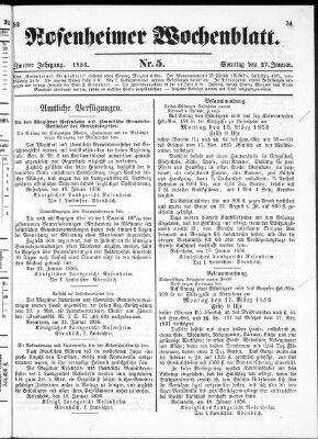 Rosenheimer Wochenblatt (Rosenheimer Anzeiger) Sonntag 27. Januar 1856
