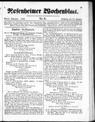 Rosenheimer Wochenblatt (Rosenheimer Anzeiger) Sonntag 10. Januar 1858
