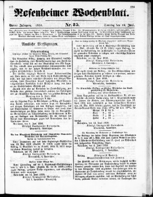 Rosenheimer Wochenblatt (Rosenheimer Anzeiger) Sonntag 20. Juni 1858