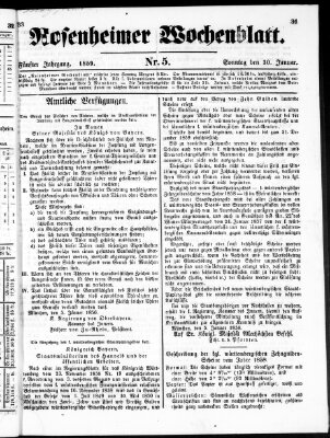 Rosenheimer Wochenblatt (Rosenheimer Anzeiger) Sonntag 30. Januar 1859
