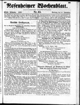 Rosenheimer Wochenblatt (Rosenheimer Anzeiger) Sonntag 6. November 1859