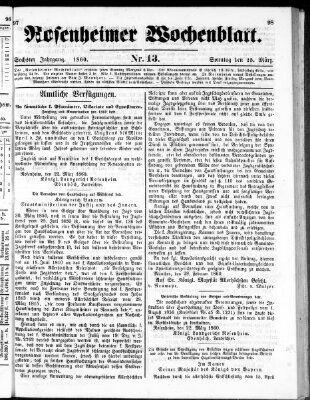 Rosenheimer Wochenblatt (Rosenheimer Anzeiger) Sonntag 25. März 1860